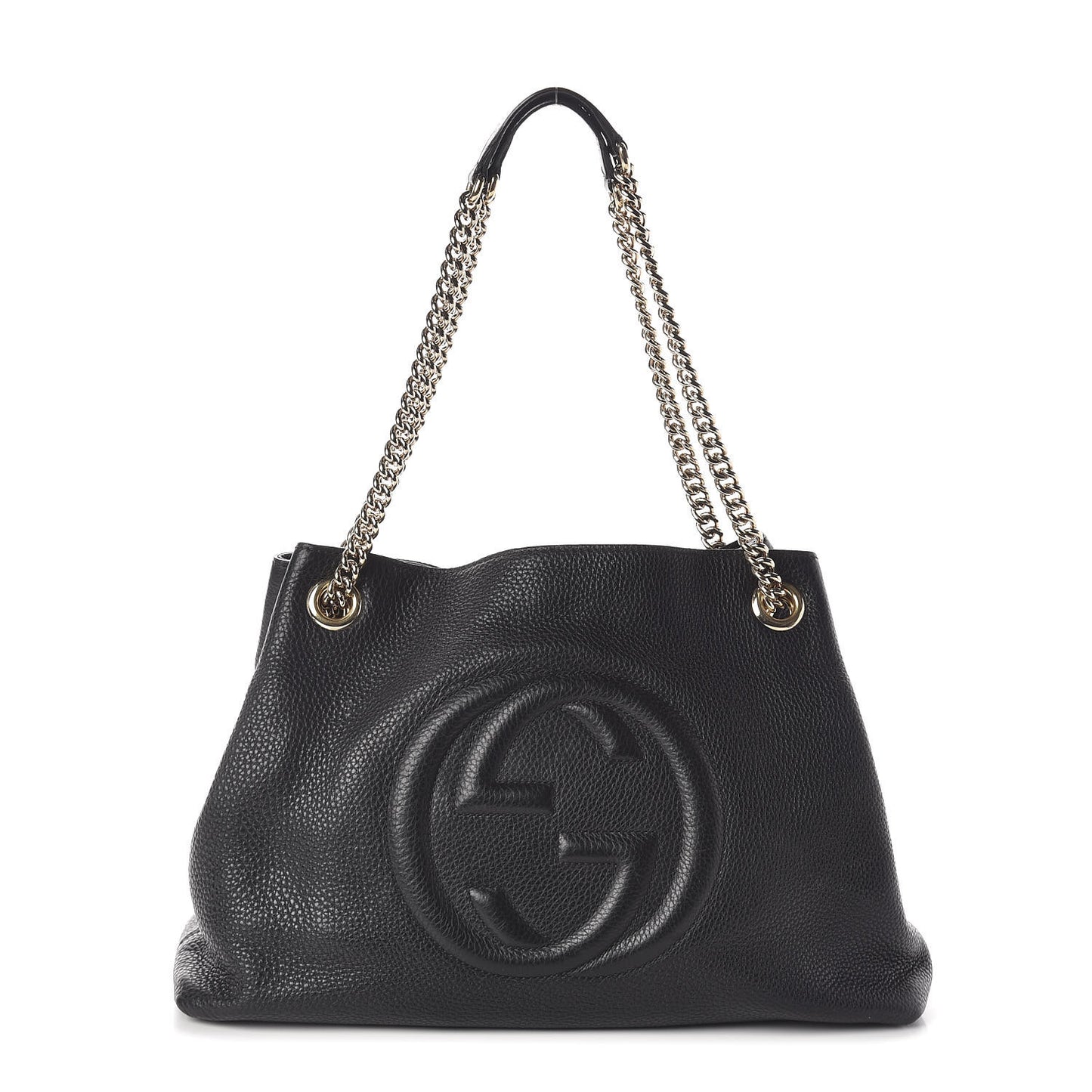 Pebbled Calfskin Medium Soho Chain Shoulder Bag Black