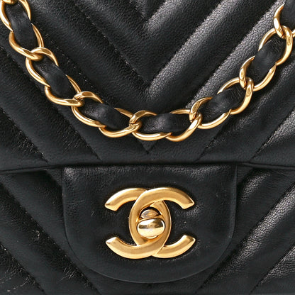 Chanel Lambskin Chevron Quilted Mini Square Flap Black 9 of 12