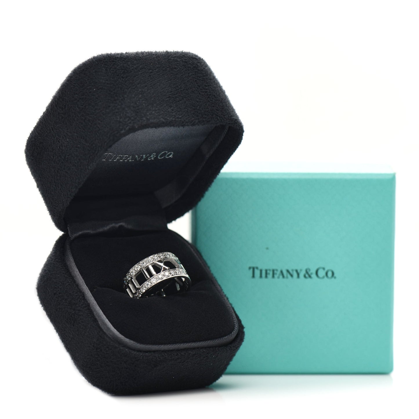 18K White Gold Diamond Wide Atlas Open Ring 49 4.75