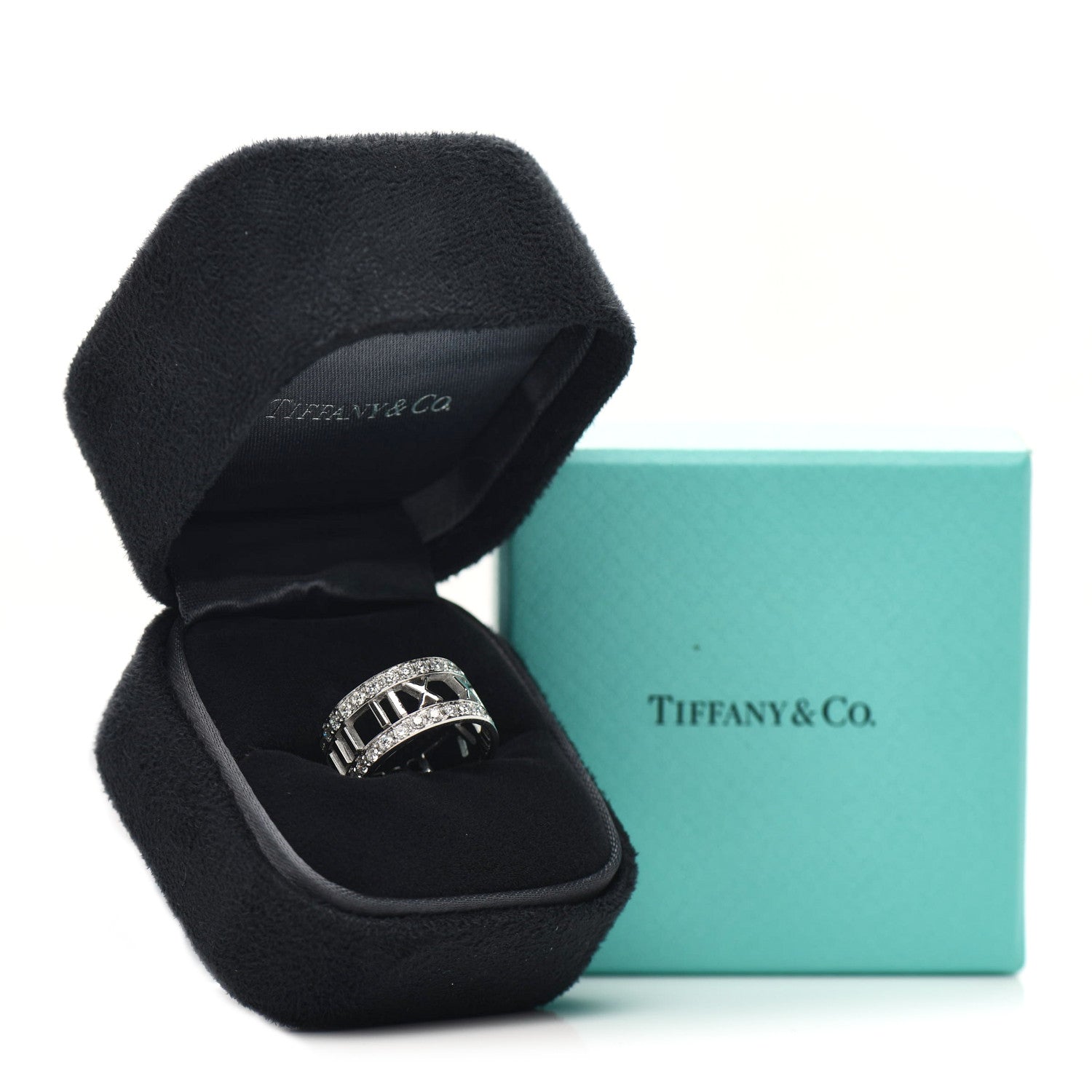 Tiffany 18K White Gold Diamond Wide Atlas Open Ring 49 4.75 6 of 6