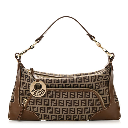Fendi Zucchino Cuoio Small Chef Pocket Shoulder Bag Mogano Panna Fango 1 of 12