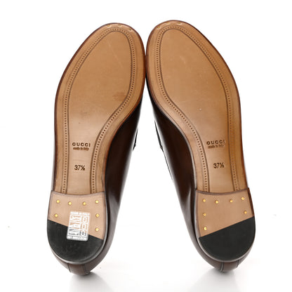 Gucci Calfskin Womens Jordaan Loafers 37.5 Fondente Brown 5 of 9