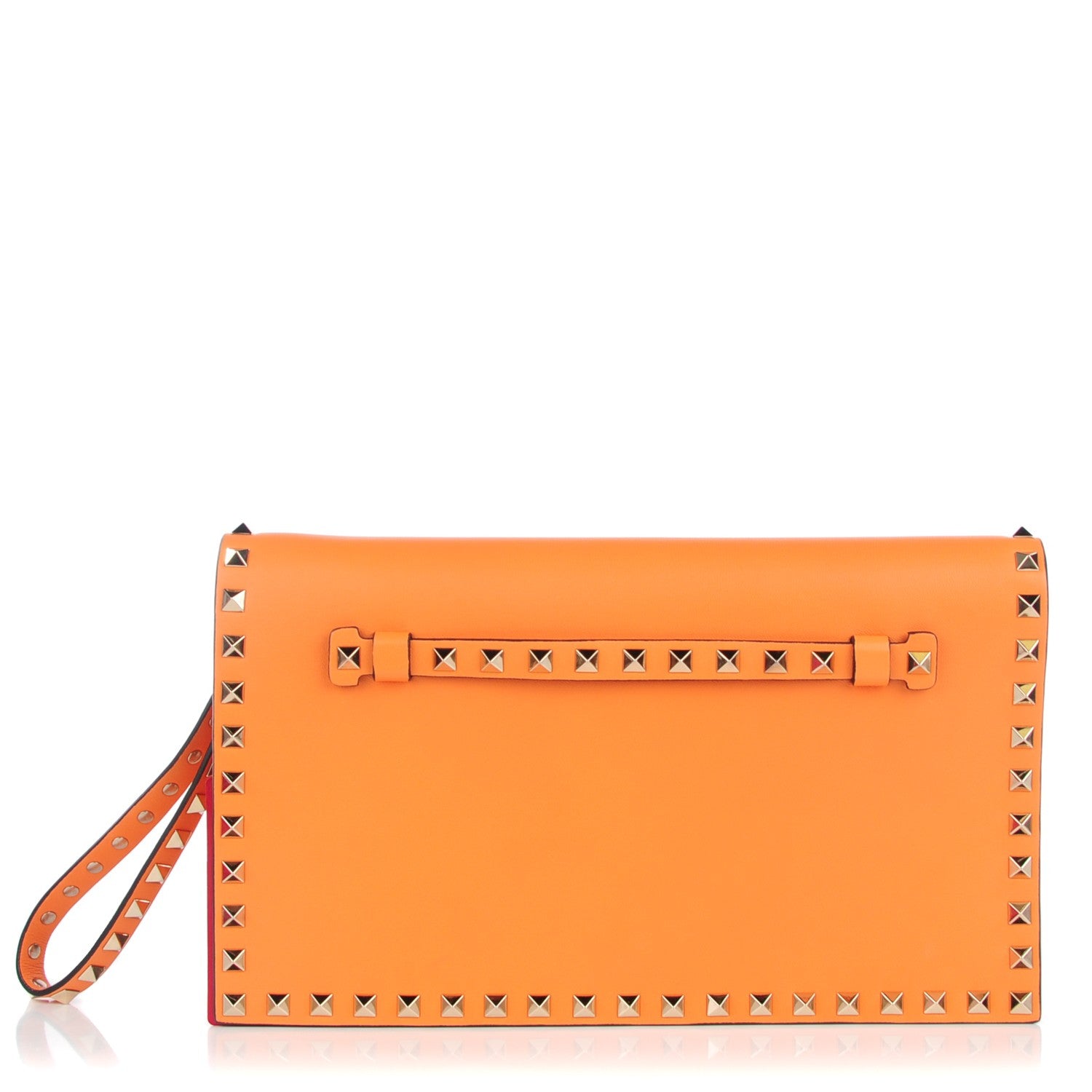 Valentino Garavani Nappa Rockstud Wristlet Clutch Melon Sorbet 1 of 7