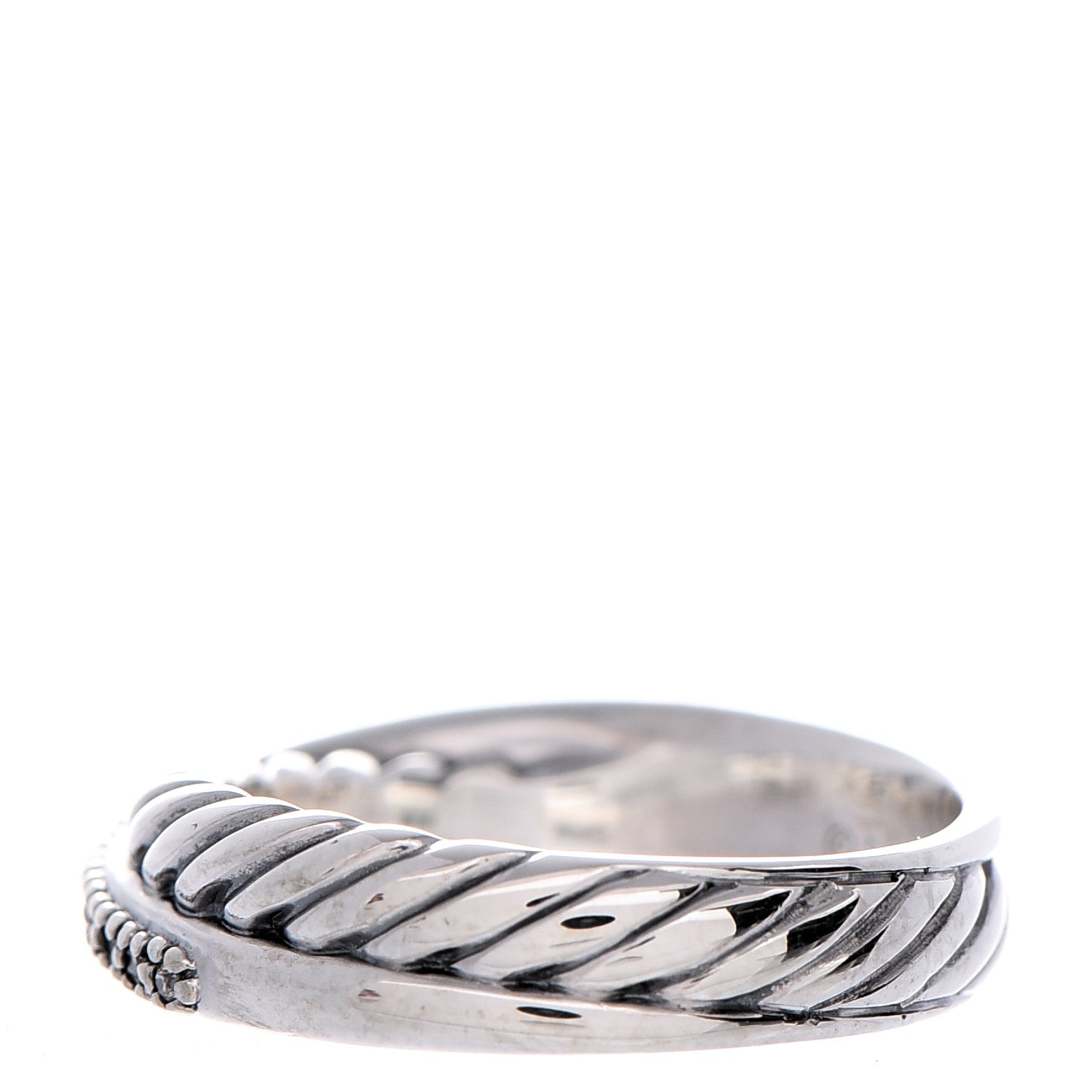 David Yurman Sterling Silver Diamond 5mm Crossover Ring 54 7 3 of 5
