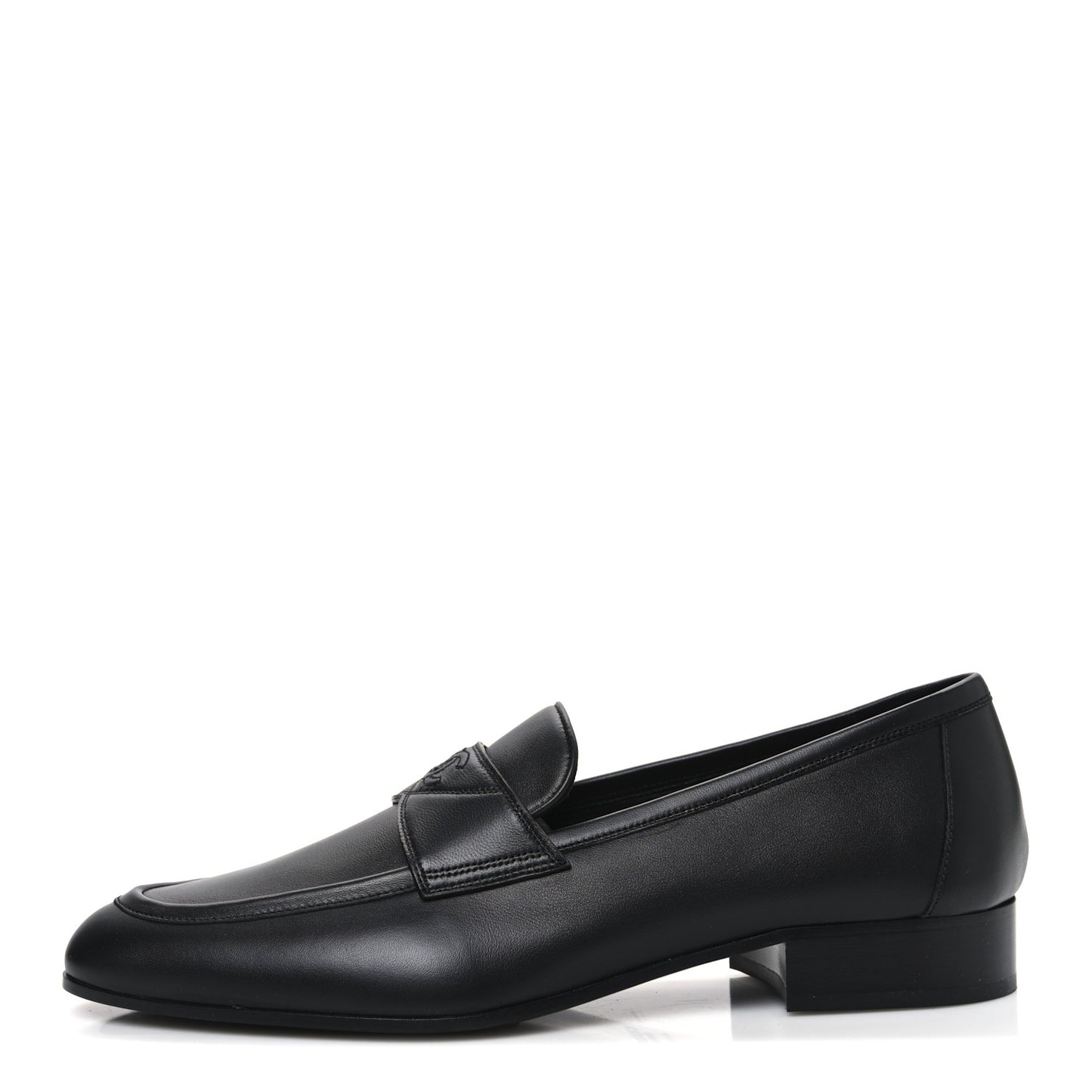 Lambskin Mens Stitched CC Loafers 43 Black