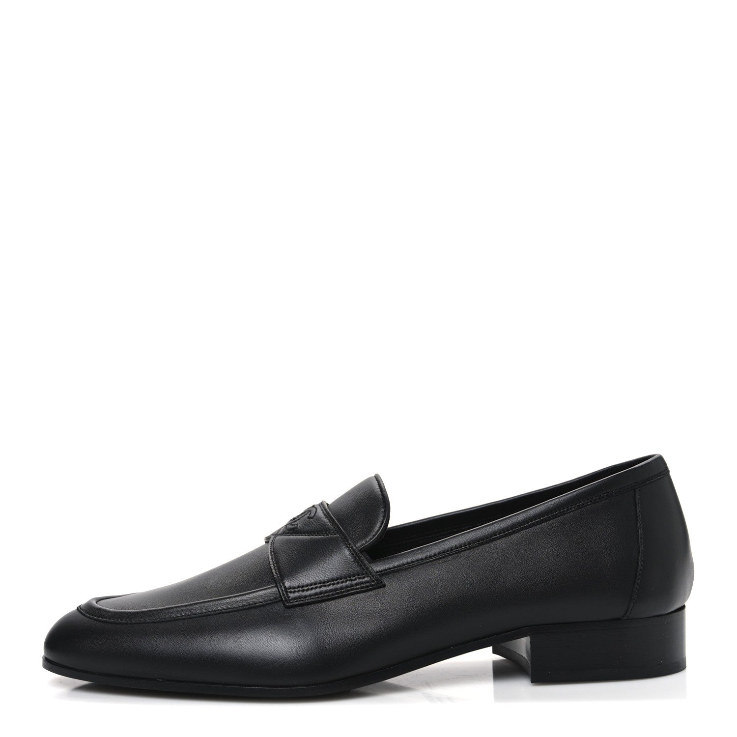 Chanel Lambskin Mens Stitched CC Loafers 43 Black 1 of 10