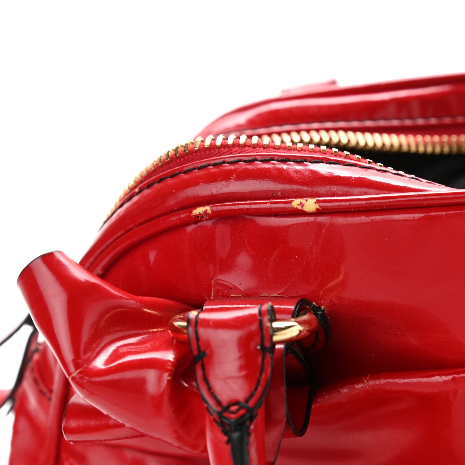 Valentino Garavani Patent Lacca Bow Bowling Bag Red 17 of 20