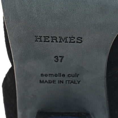 Hermes Suede Goatskin Polycarbonate Womens Flirt 60 Sandals 37 Black Ombre 7 of 9
