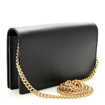 Gucci Calfskin Mini GG Marmont Chain Wallet Black 3 of 9