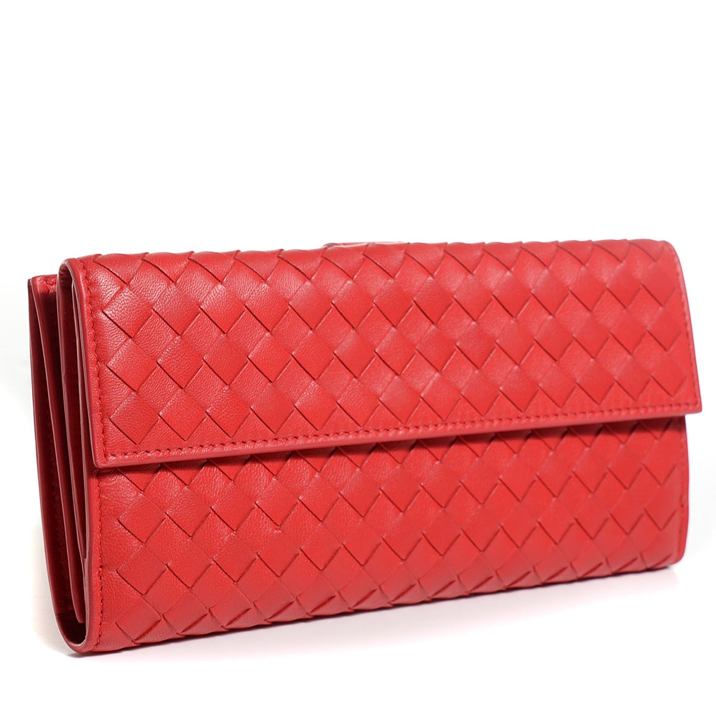 Nappa Intrecciato Continental Wallet New Red