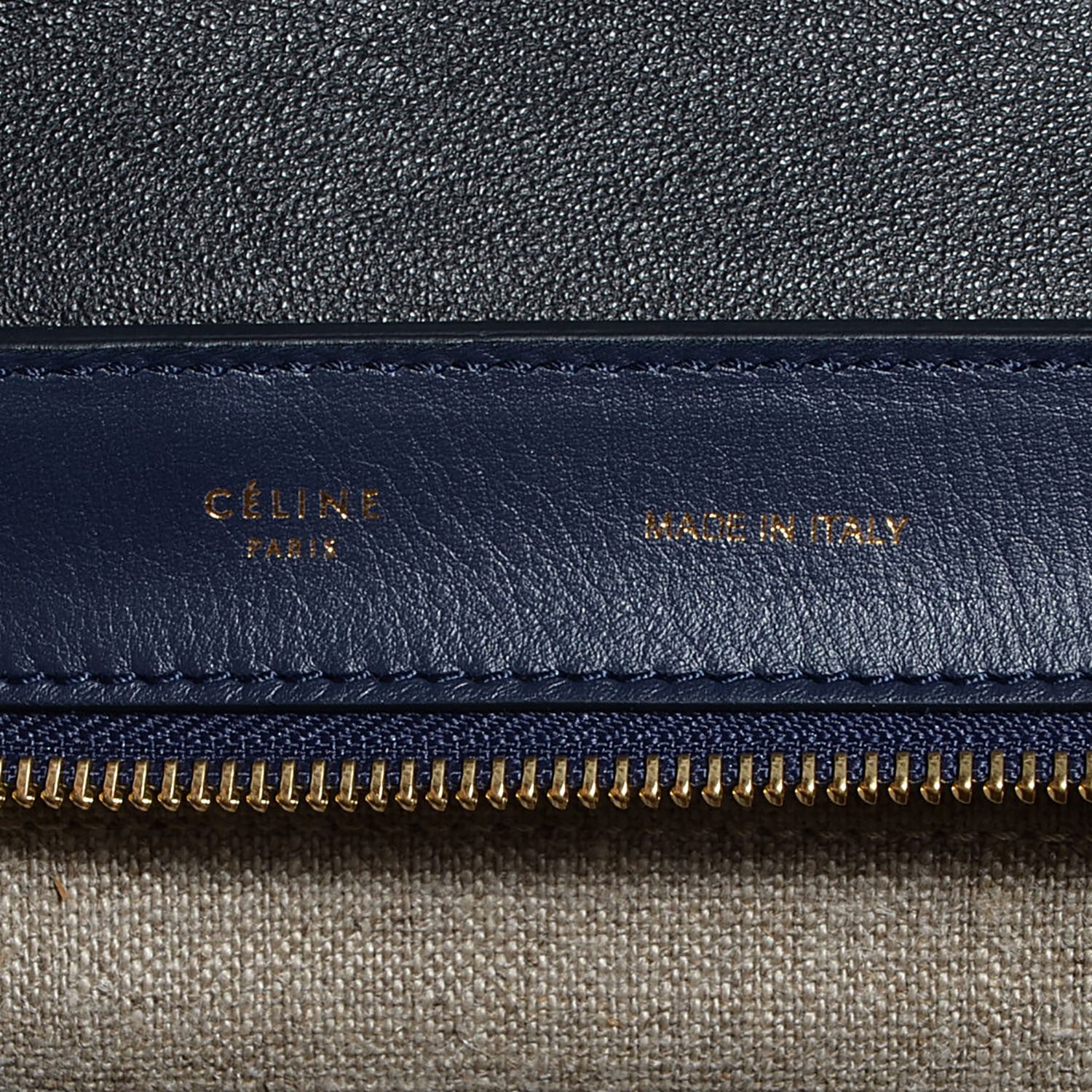 Celine Smooth Calfskin Canvas Medium Trapeze Navy Blue 6 of 8