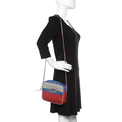 Gucci Laminated Nappa Trapuntata Small Zumi Shoulder Bag Rosso Marine Argento 2 of 11