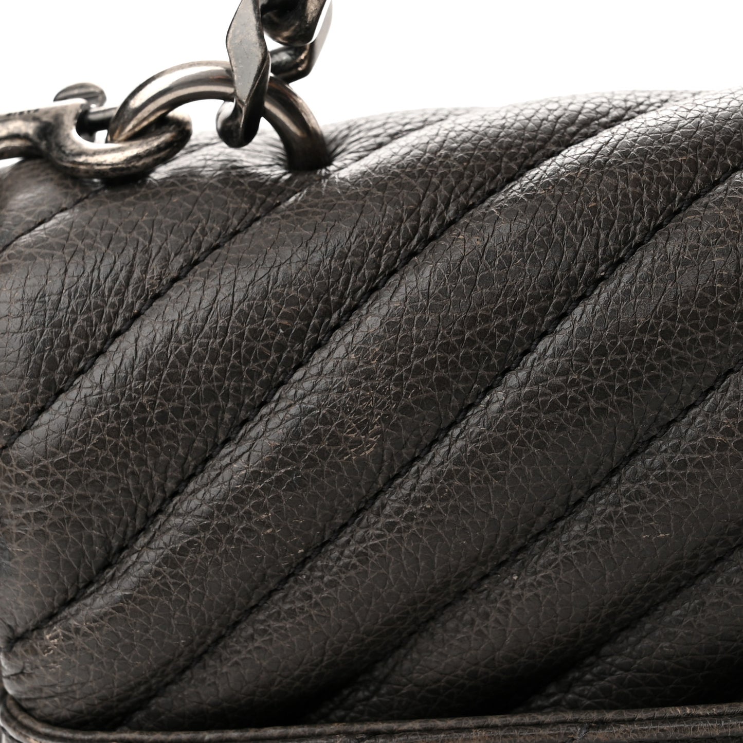Sheepskin Matelasse Chevron Monogram Medium College Bag Asphalt