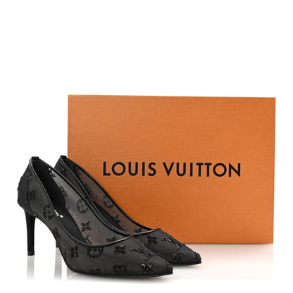 Louis Vuitton Monogram Mesh Strass Gala Pumps 35 Black 9 of 9