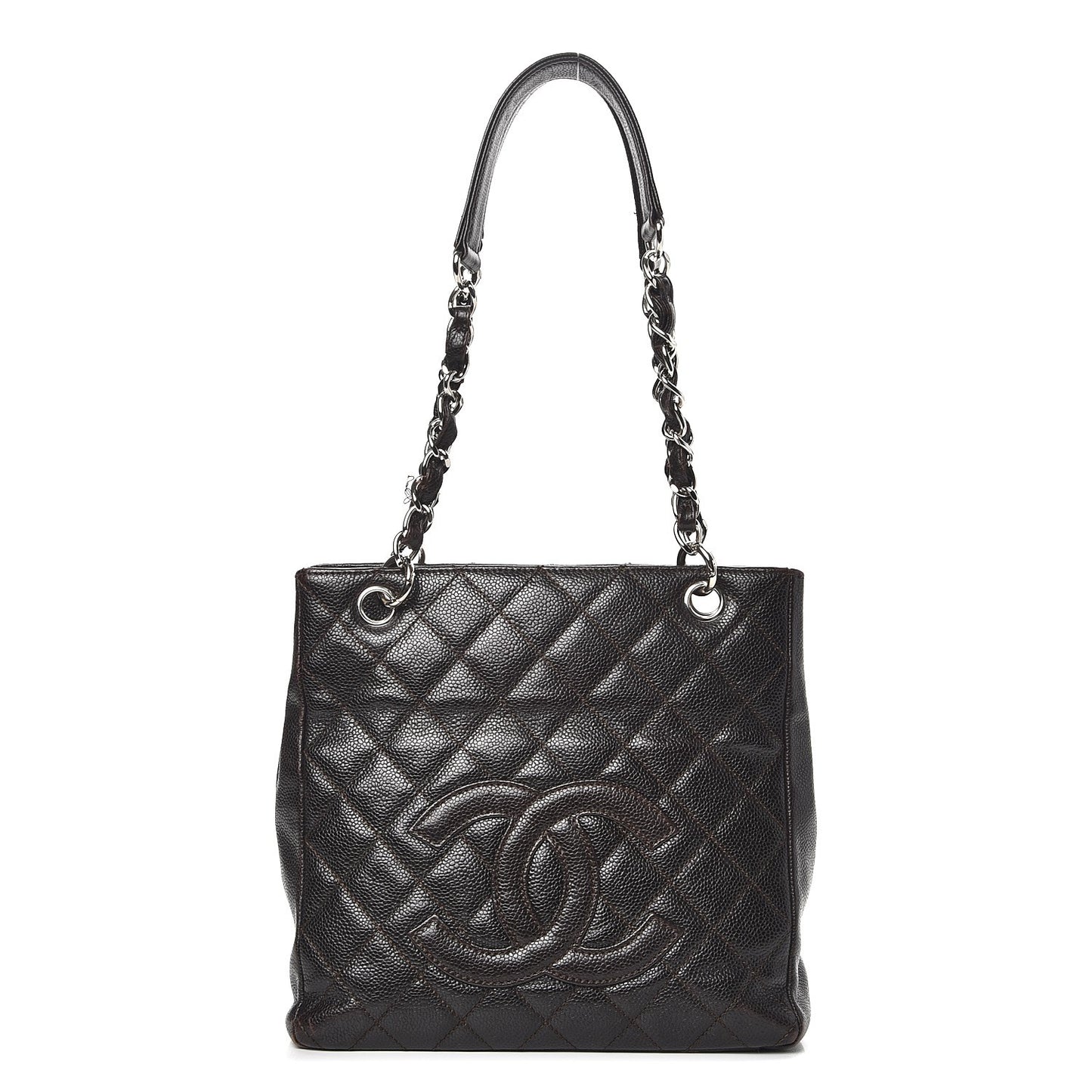 Caviar Petit Shopping Tote PST Dark Brown