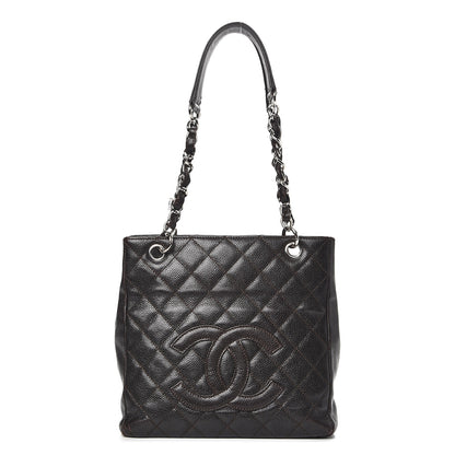 Chanel Caviar Petit Shopping Tote PST Dark Brown 1 of 12