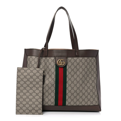 Gucci X DISNEY GG Supreme Monogram Web Three Little Pigs Large Ophidia Tote Beige New Acero 1 of 16