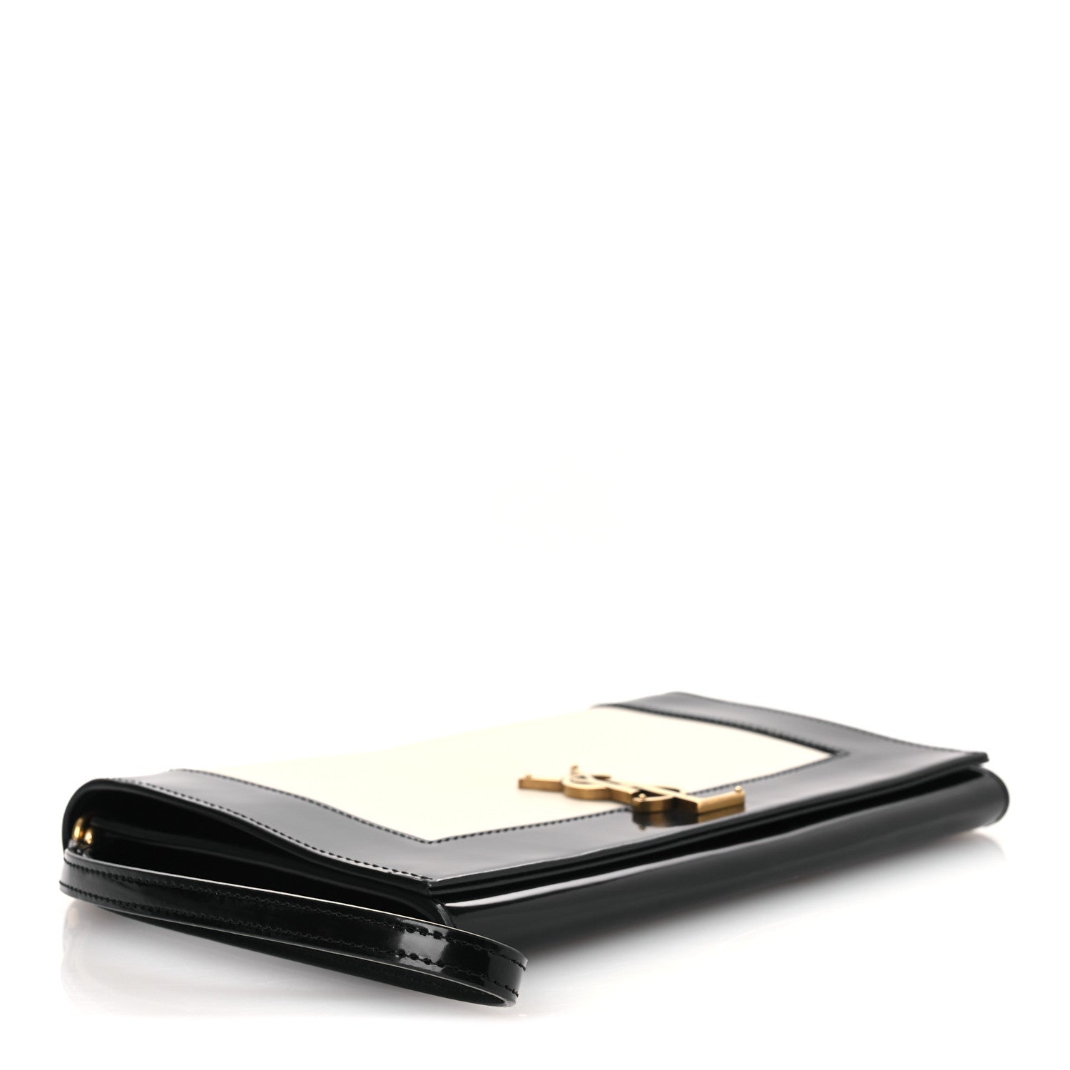 Saint Laurent Nappa Patent Calfskin Two-Toned Monogram Pouch Alabastro Black 4 of 8