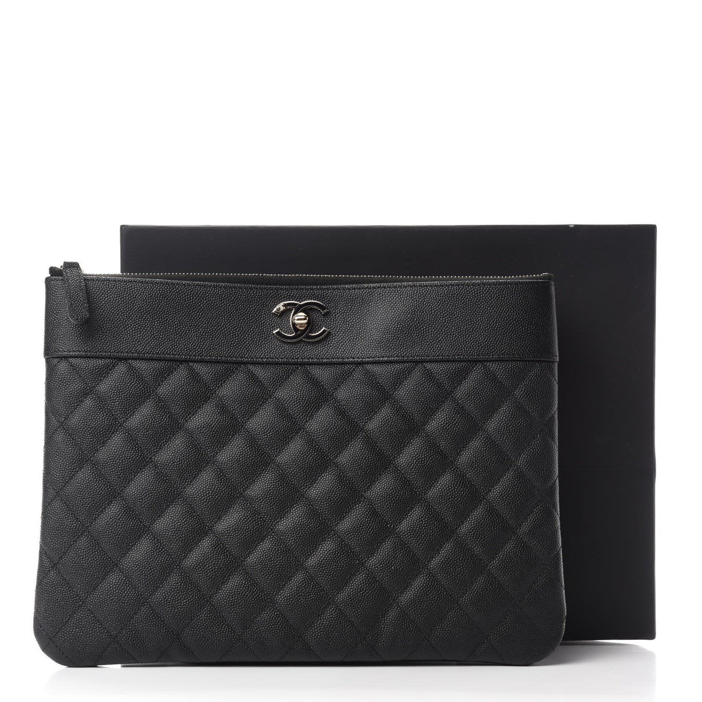 Caviar Quilted Medium Vintage Mademoiselle Cosmetic Case Black