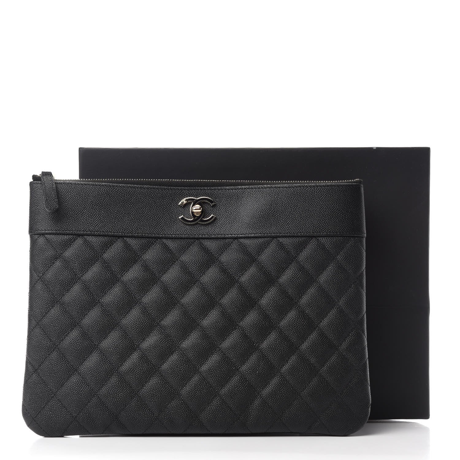 Chanel Caviar Quilted Medium Vintage Mademoiselle Cosmetic Case Black 8 of 8