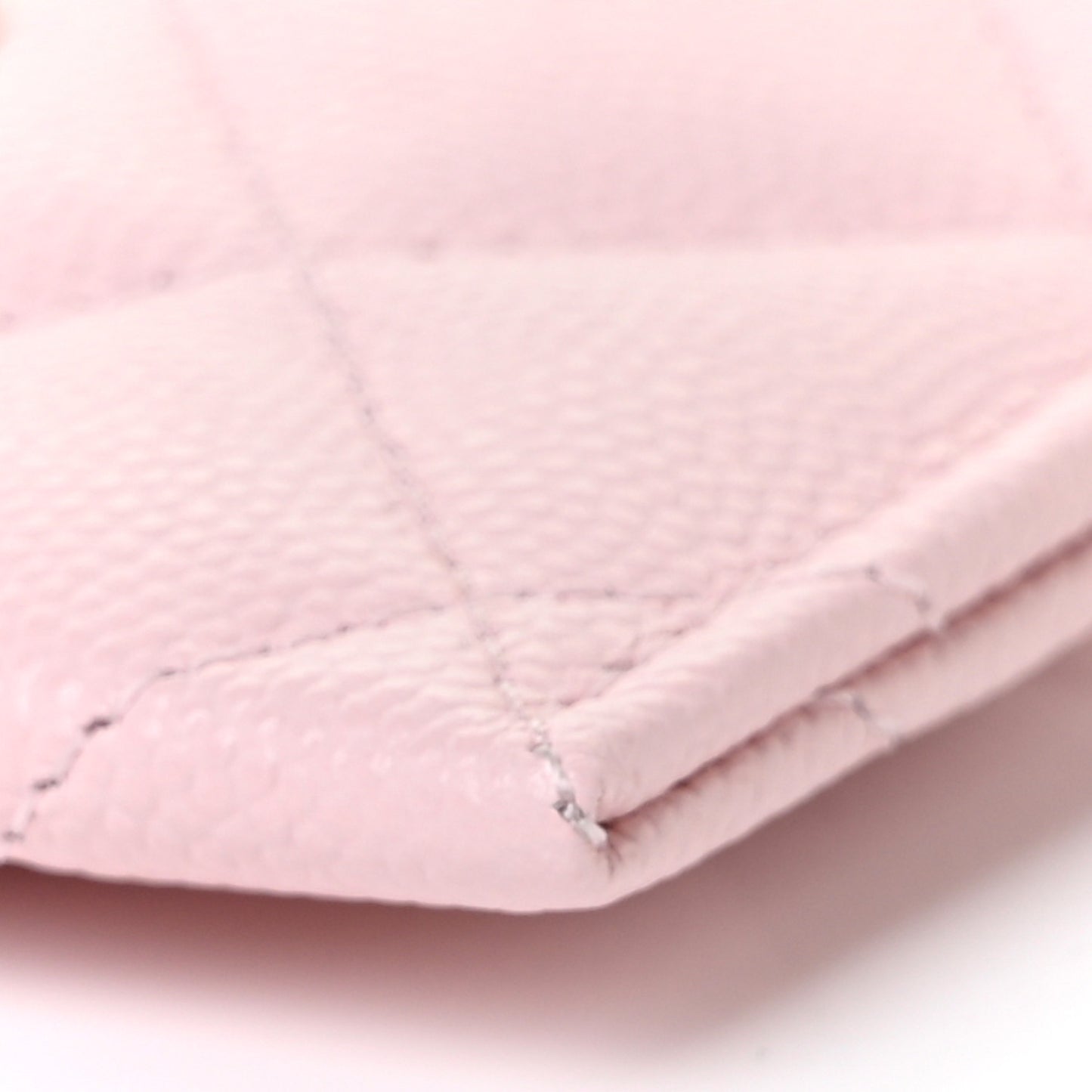 Caviar Quilted Crystal Card Holder Pink