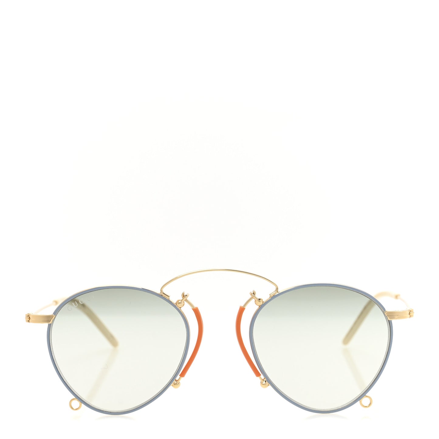 Metal Round Sunglasses GG1034S Gold Light Blue