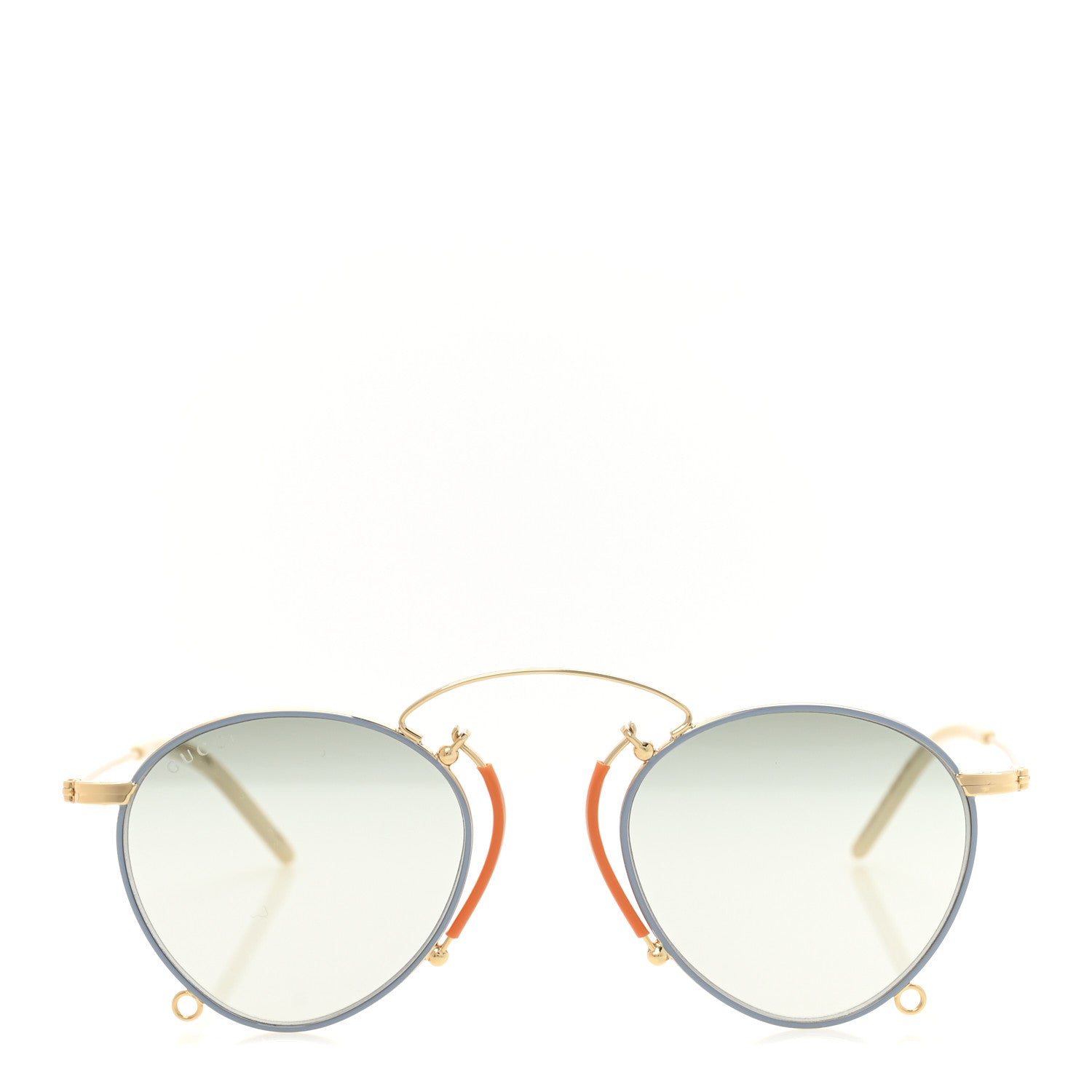 Gucci Metal Round Sunglasses GG1034S Gold Light Blue 2 of 8