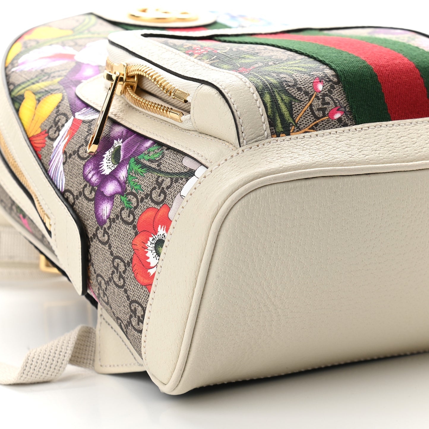 GG Supreme Monogram Flora Web Small Ophidia Day Backpack White