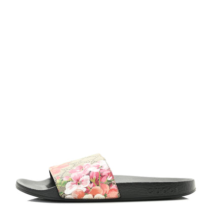 Gucci GG Supreme Monogram Blooms Slide Sandals 38 Beige Multicolor 1 of 11