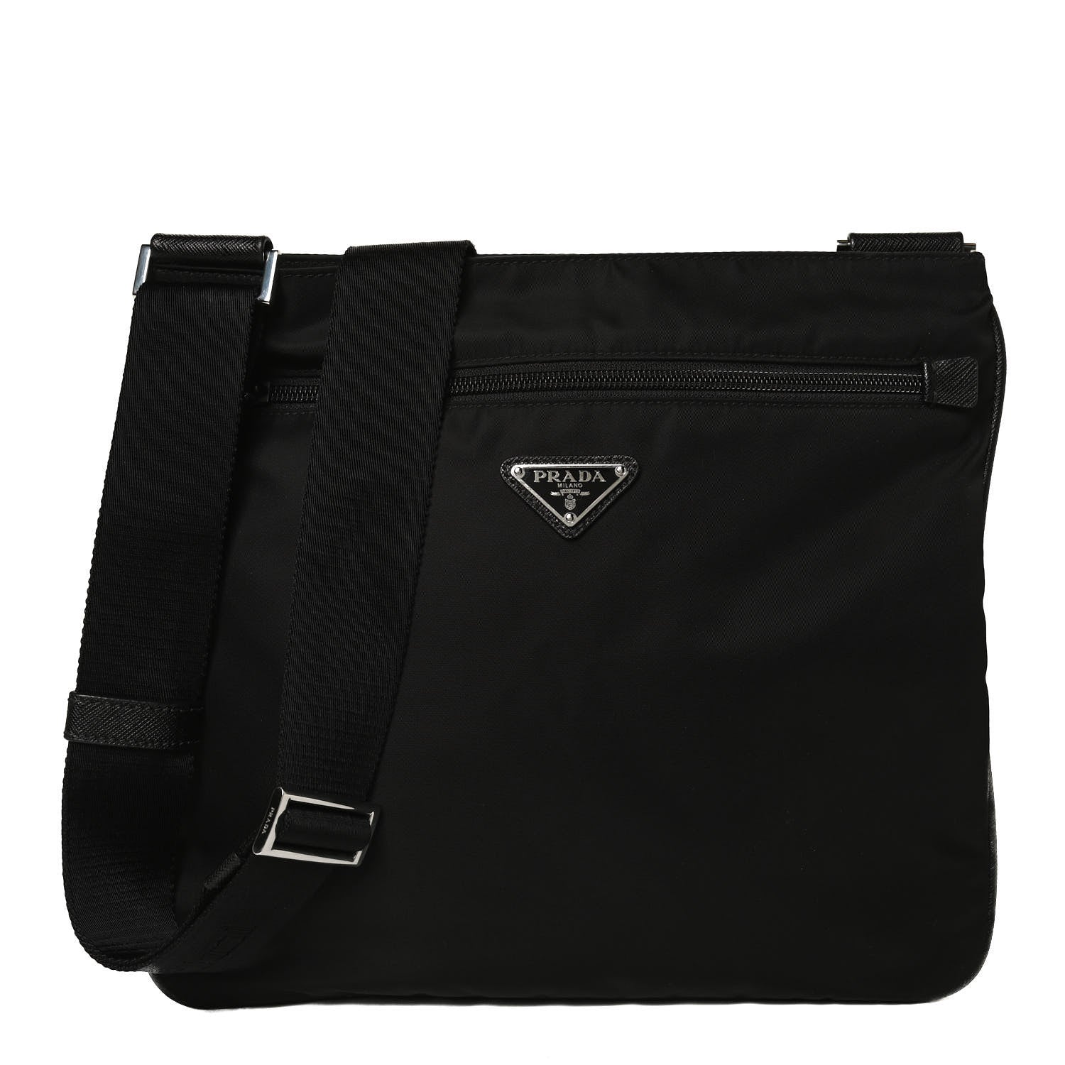 Prada Nylon Vela Flat Messenger Bag Black 1 of 12