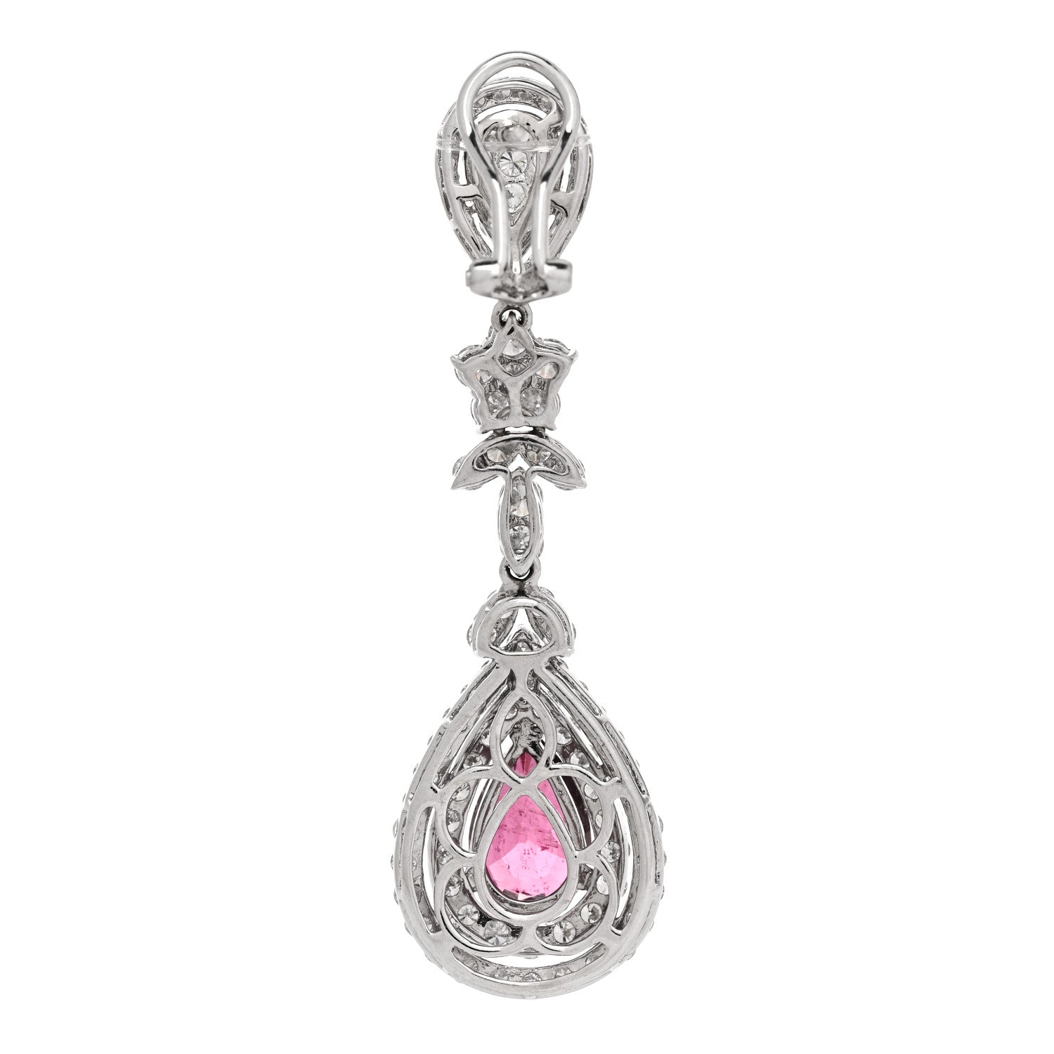 Parker & West by FASHIONPHILE 14K White Gold Diamond 4.40ctw Rubellite Pear Cut Drop Earrings 3 of 5