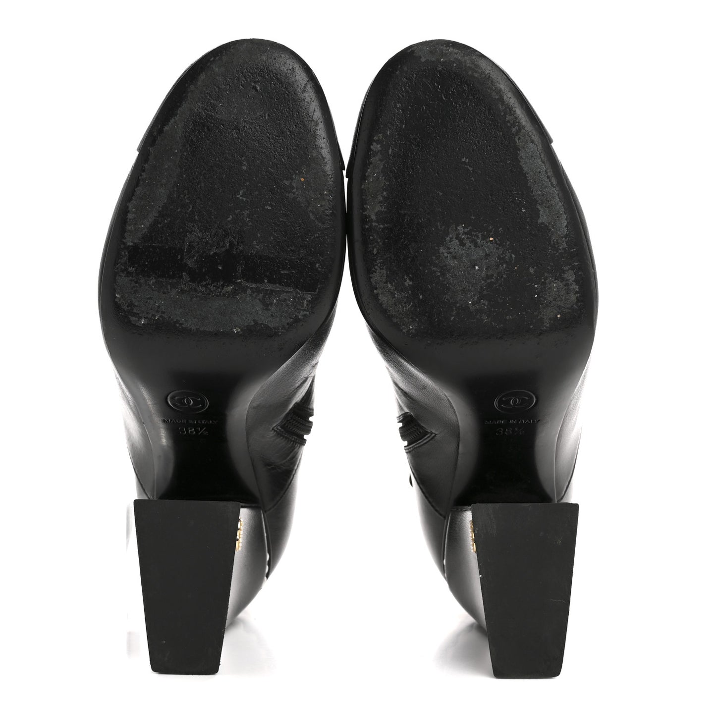 Goatskin Pearl Cap Toe Boots 38.5 Black