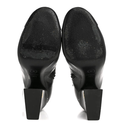 Chanel Goatskin Pearl Cap Toe Boots 38.5 Black 6 of 10