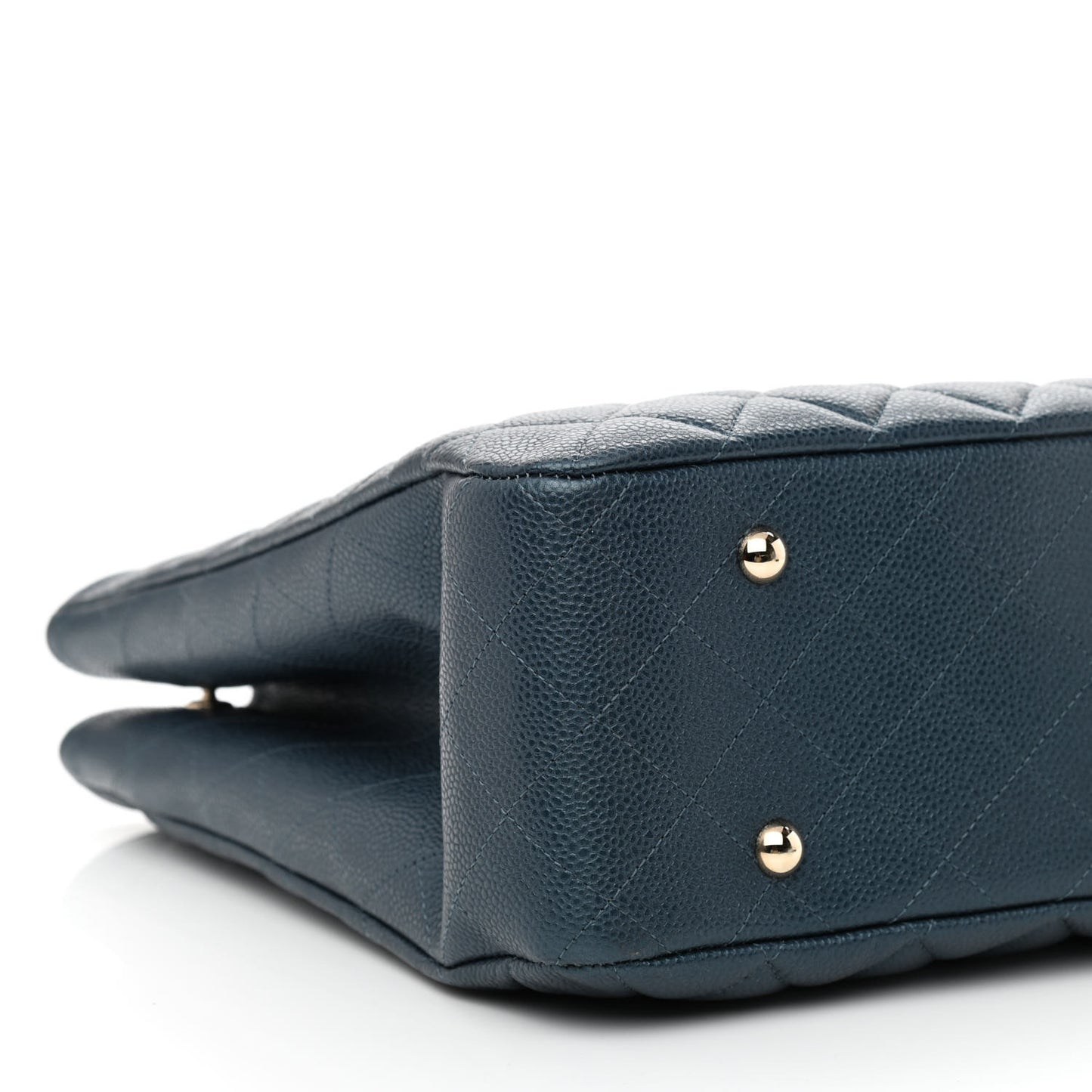 Metallic Caviar Quilted Large Classic Shopping Tote Dark Blue
