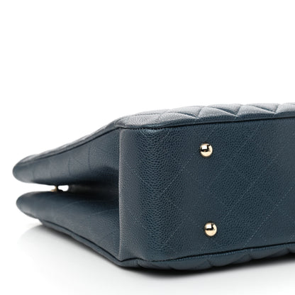 Chanel Metallic Caviar Quilted Large Classic Shopping Tote Dark Blue 8 of 9