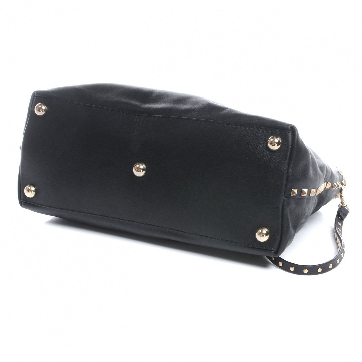 Vitello Rockstud Dome Satchel Black