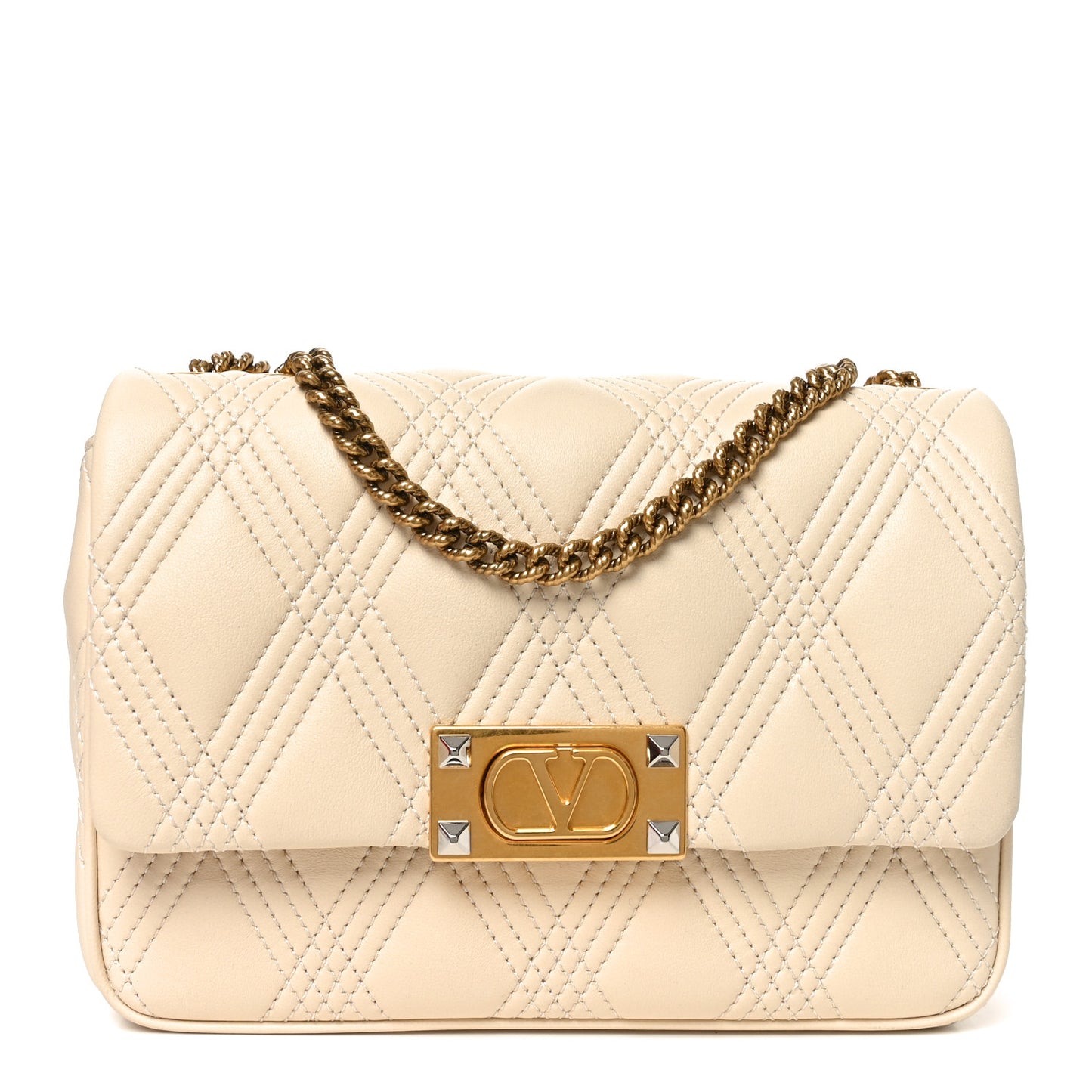 Nappa Quiltie 67 Medium Shoulder Bag Ivory