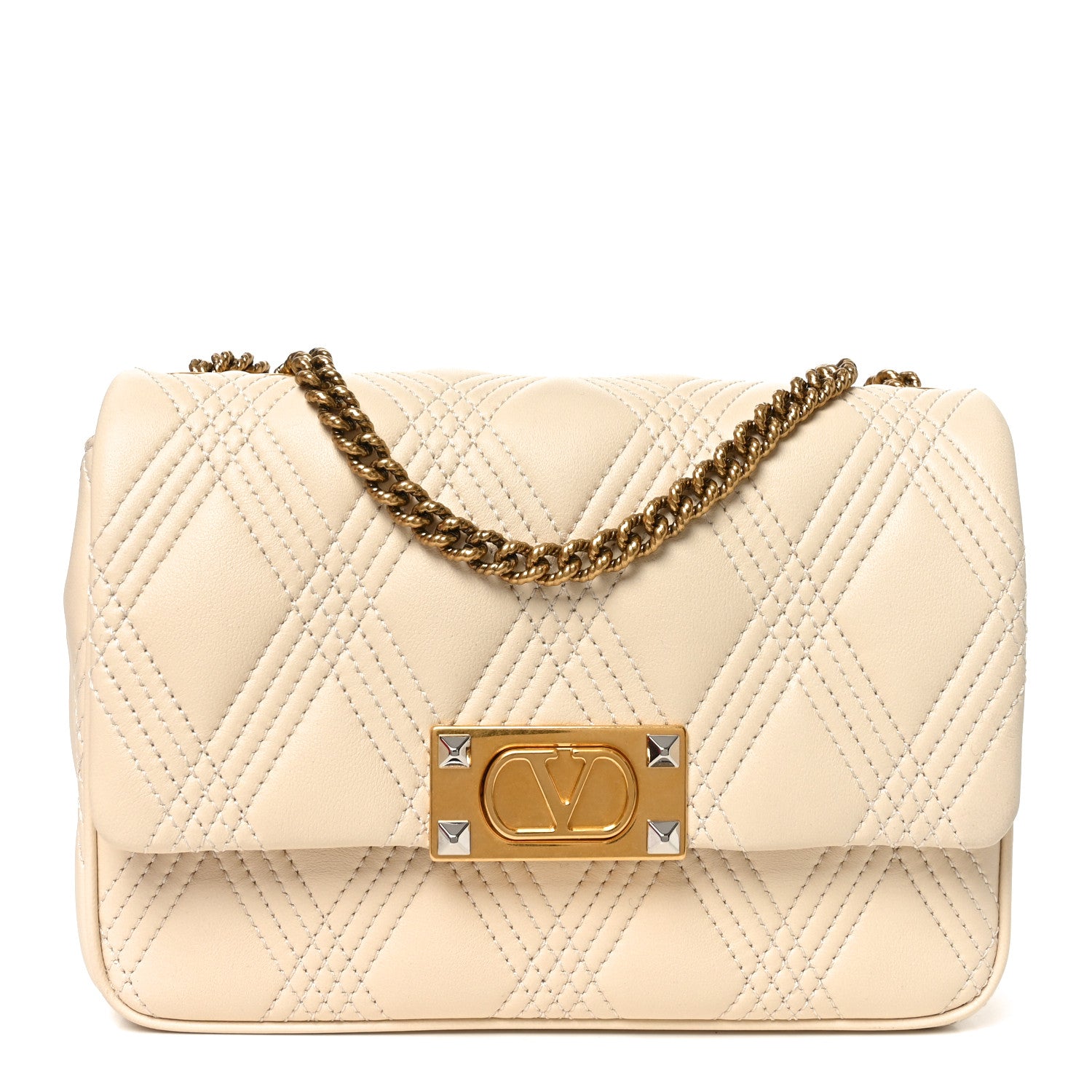 Valentino Garavani Nappa Quiltie 67 Medium Shoulder Bag Ivory 1 of 9