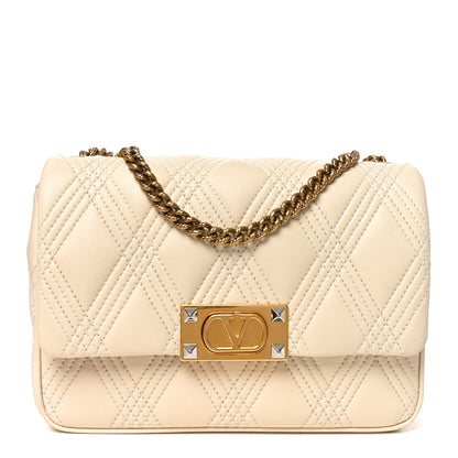 Valentino Garavani Nappa Quiltie 67 Medium Shoulder Bag Ivory 1 of 9