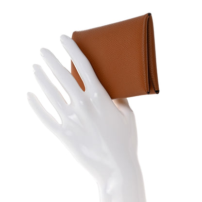 Hermes Epsom Calvi Duo Card Case Gold 2 of 8