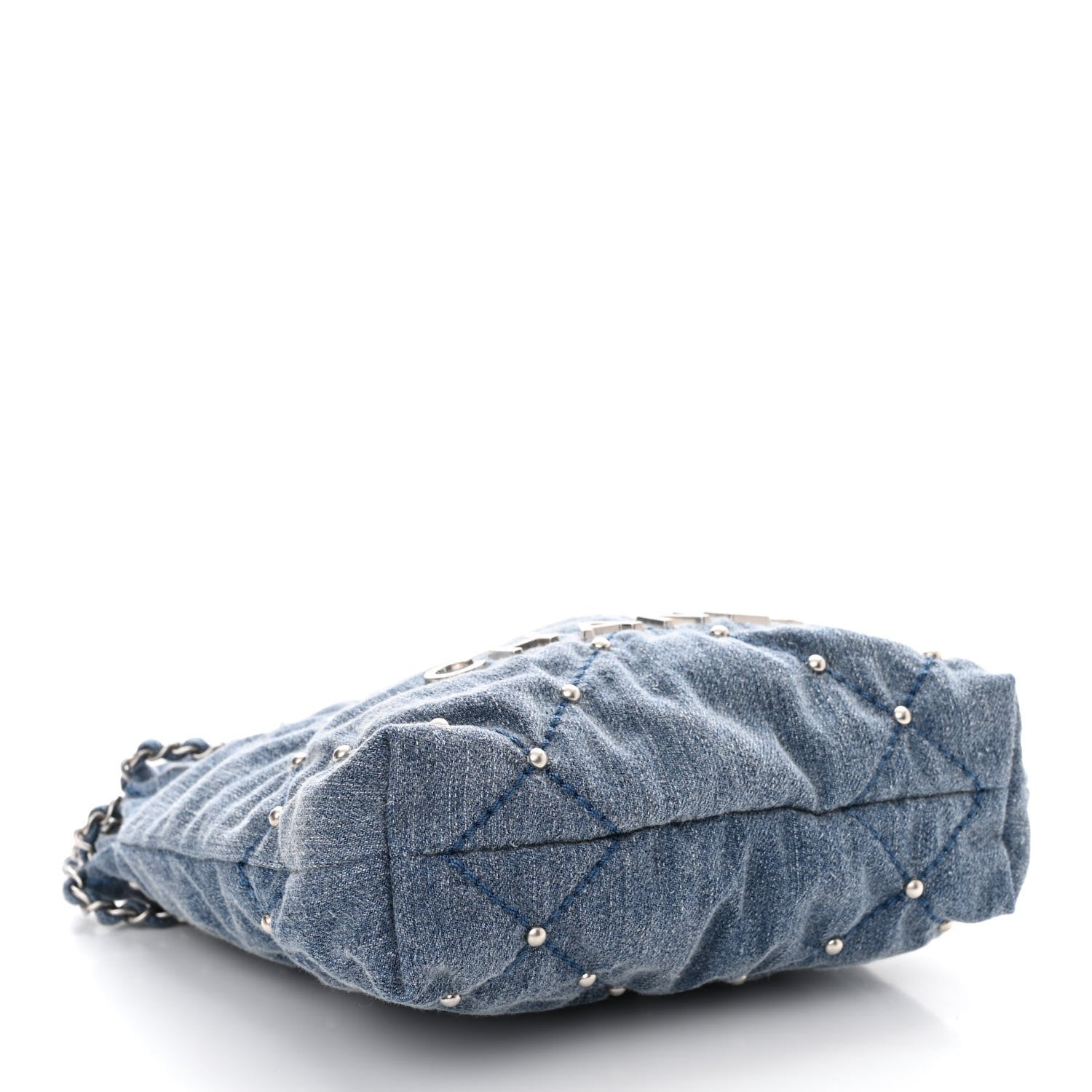 Chanel Washed Denim Quilted Studded Mini Chanel 22 Blue 4 of 11