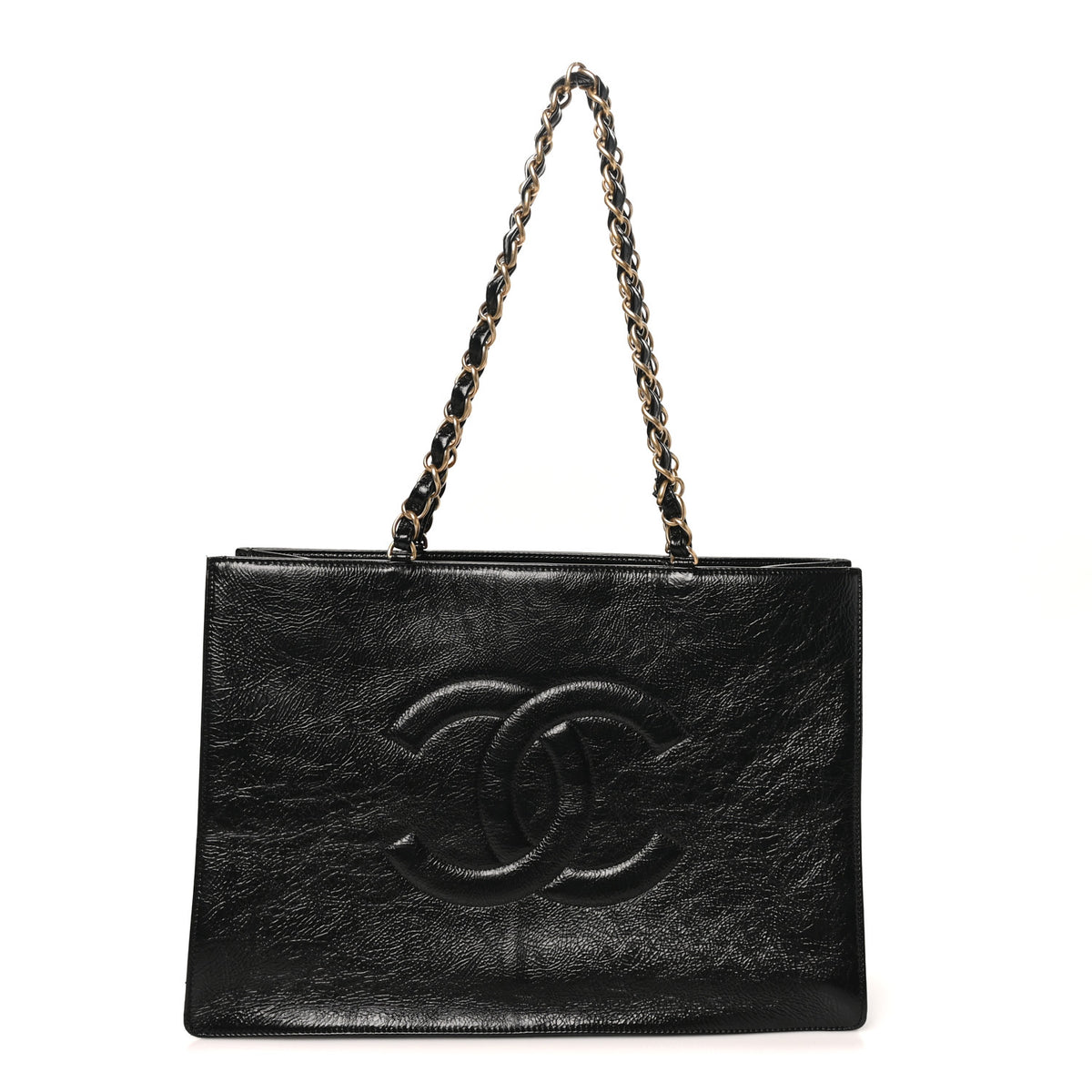 Chanel Glazed Aged Calfskin CC Tote Black 1 of 11