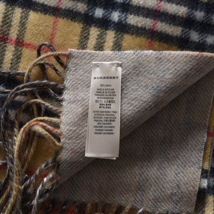 Burberry Cashmere Nova Check Fringe Scarf Camel 4 of 5