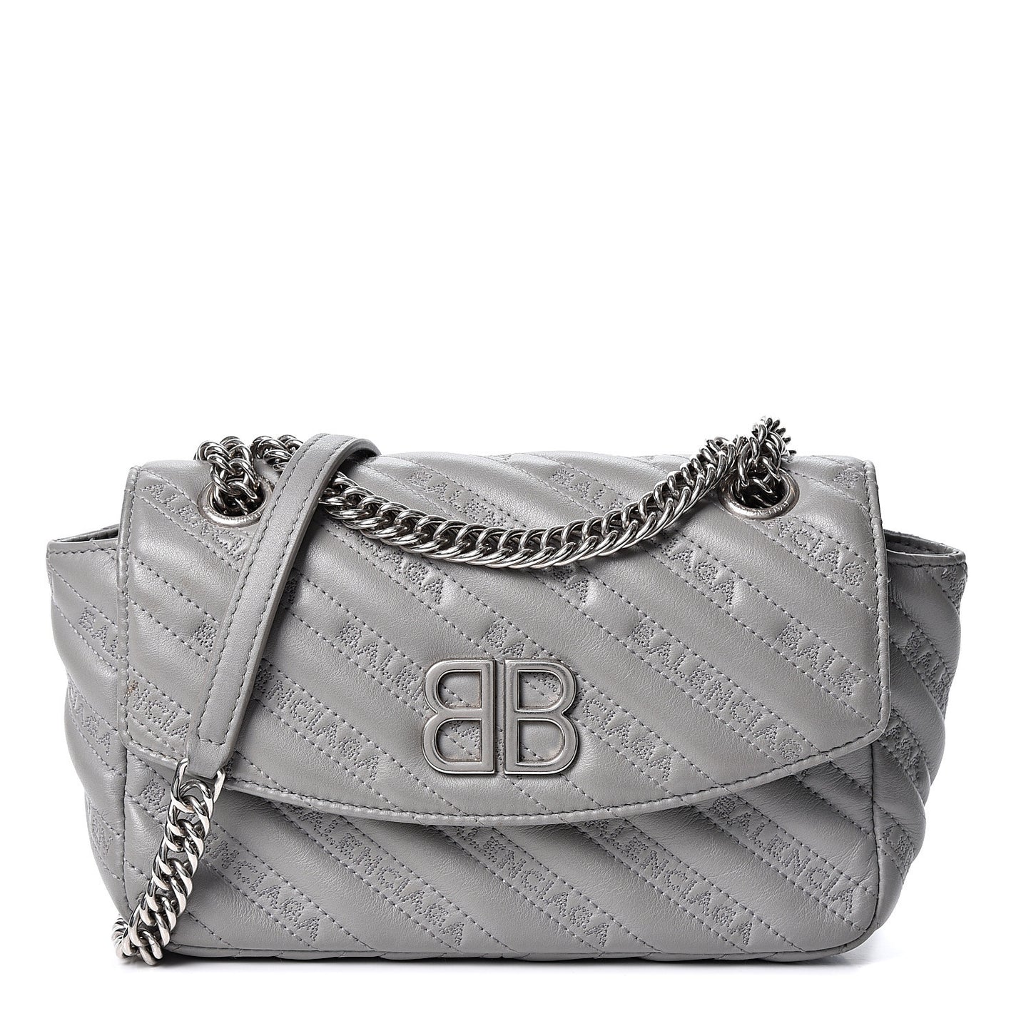 Calfskin Logo Matelasse S BB Round Shoulder Bag Gris Haussmannien