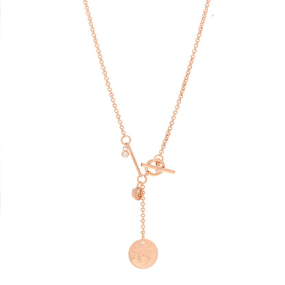 Hermes 18K Rose Gold Diamond PM Ex-Libris Pendant Necklace 1 of 5