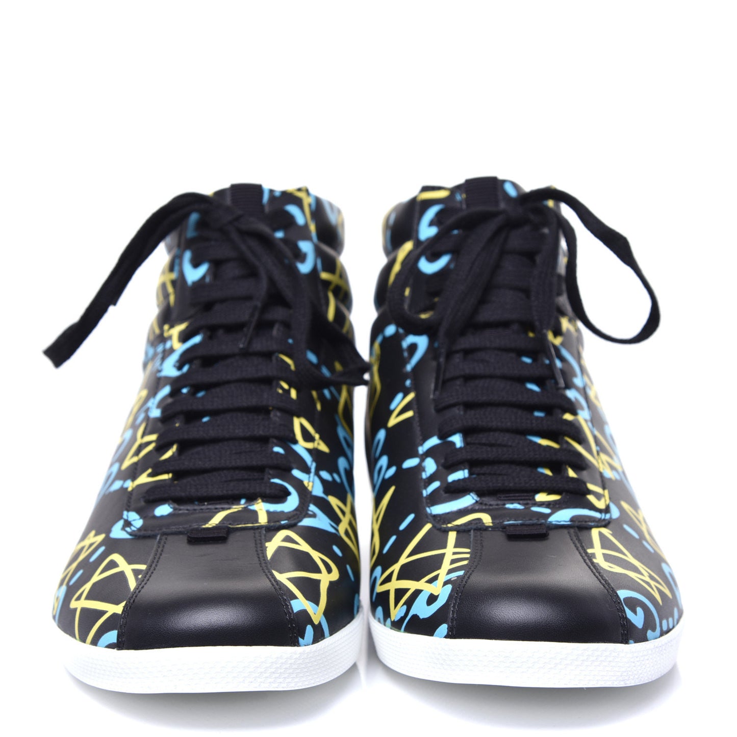 Calfskin GucciGhost Print Mens High Top Sneakers 9 Black New Acquamarine