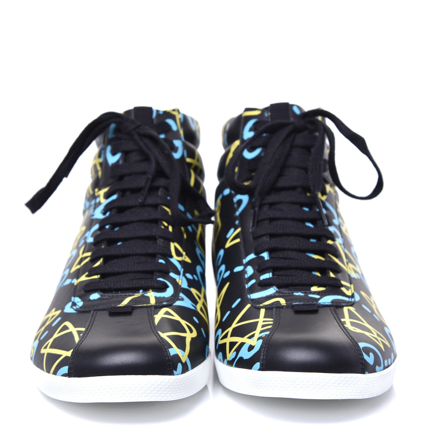 Gucci Calfskin GucciGhost Print Mens High Top Sneakers 9 Black New Acquamarine 2 of 10