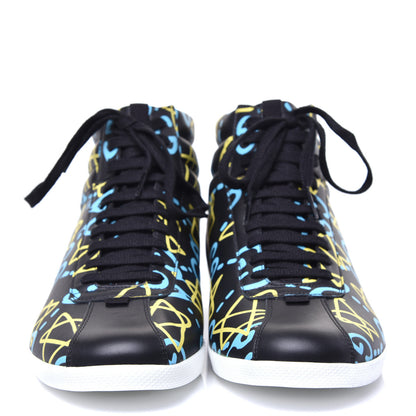 Gucci Calfskin GucciGhost Print Mens High Top Sneakers 9 Black New Acquamarine 2 of 10