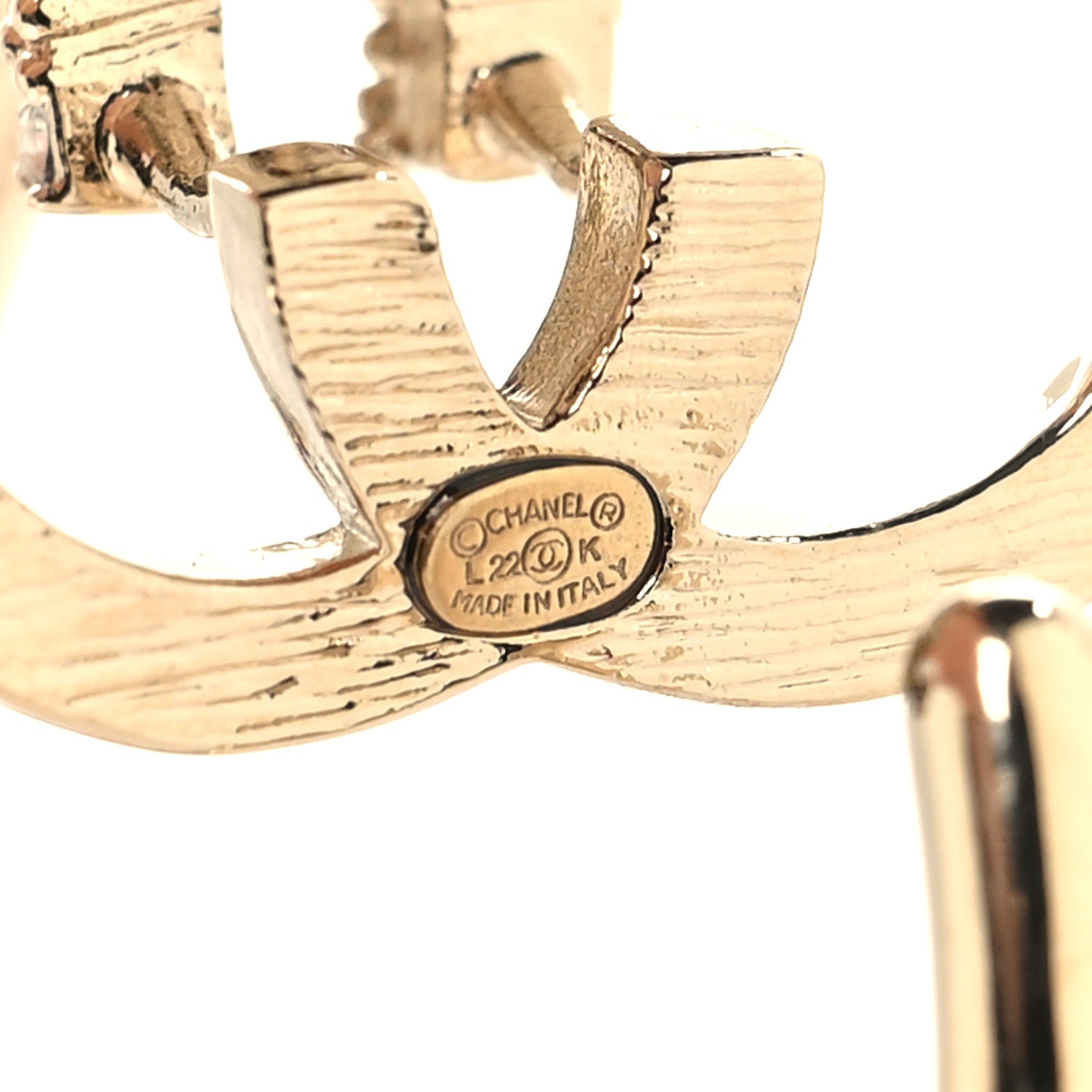 Chanel Crystal CC Hoop Drop Earrings Light Gold 4 of 4
