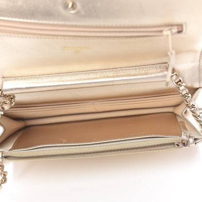 Chanel Lambskin Quilted Wallet On Chain WOC Light Gold 5 of 19
